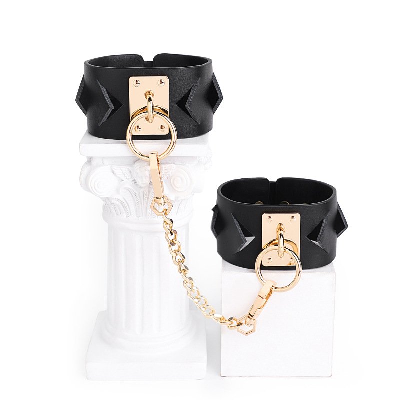 A Genuine Leather Diamond-Pattern Handcuffs and Ankle Cuffs, Restraint Sex Toys, BDSM Restraint Toys for Adult Games. - Image 1