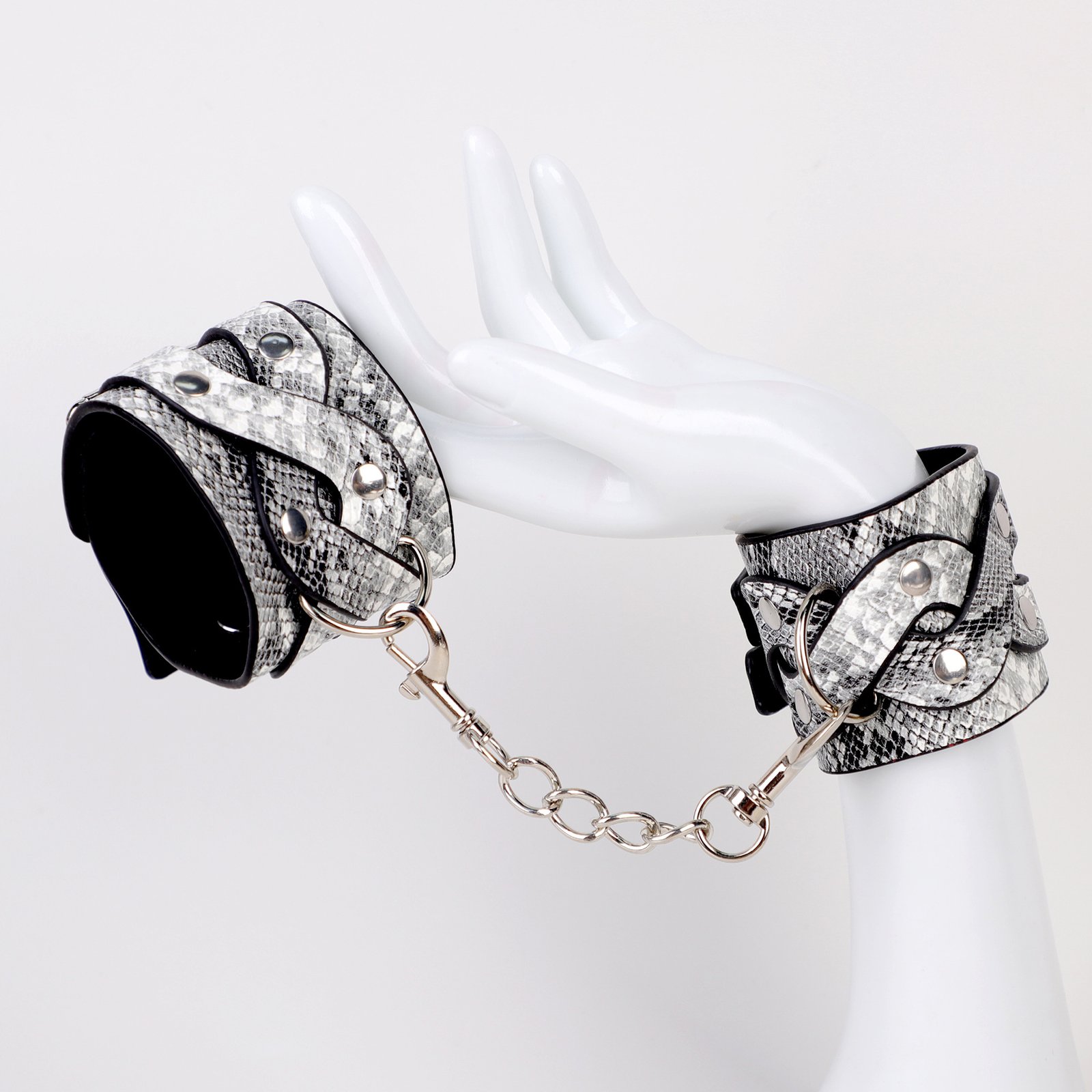 GGGG BDSM Alligator Pattern Handcuffs & Ankle Cuffs, PU Leather Material, Restraint Sex BDSM Toys, SM Fetish Toys for Couples Role-Play - Image 1