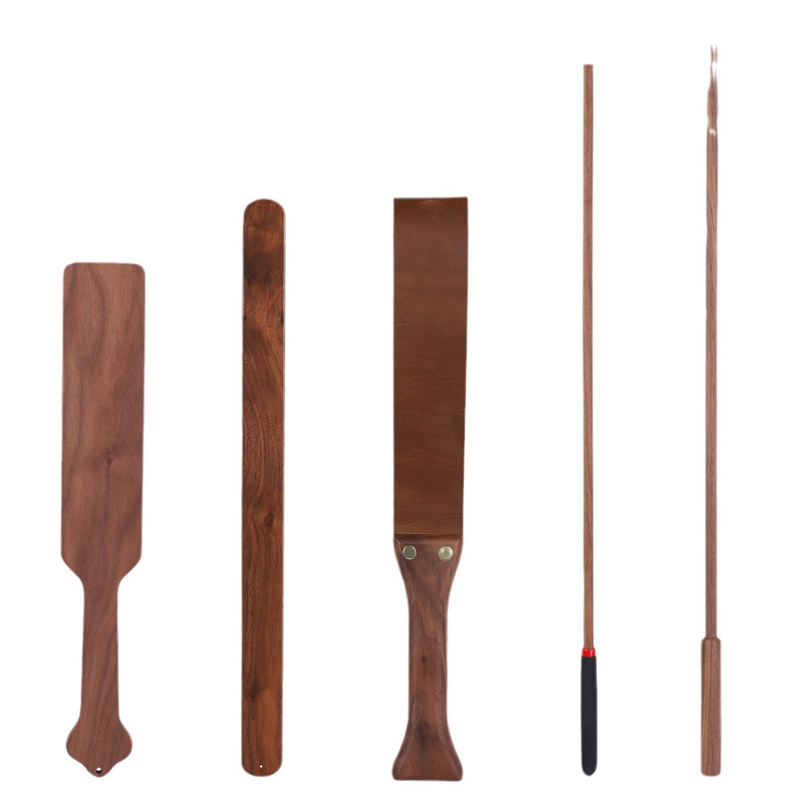 JJ BDSM Solid Wood Paddle, Genuine Leather Paddle,Multiple Styles Available, Walnut Material, Suitable For Adult Spanking Games, BDSM Gatherings, Sex Toys - Image 1