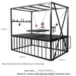 BDSM Large Multi-Functional Restraint Bed, Crafted From Carbon Steel, With A Suspension Swing, Wrist Cuffs, Ankle Cuffs, And Neck Collar,For SM Games - Image 2