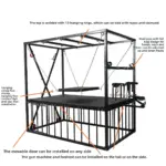 BDSM Large Multi-Functional Restraint Bed, Crafted From Carbon Steel, With A Suspension Swing, Wrist Cuffs, Ankle Cuffs, And Neck Collar,For SM Games - Image 3