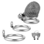 BDSM Stainless Steel Male Chastity Cage,Large Chastity Device With 3 Ring Sizes, Invisible Lock for Man Penis Exercise Bondage Gear & Accessories Lightweight Adult Sex Toys - Image 3