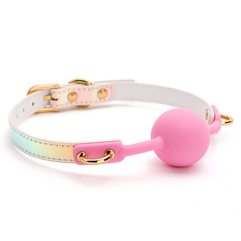 口塞010 BDSM Macaron Gradient Color Silicone Bondage Ball Gag for Sex Games, Silicone Sex Toys Open Mouth SM Bite Gag, Bondage Restraints Sex Gag Muzzles for SM Games - Image 1