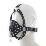 BDSM Toilet-Style Restraint Hood, Sex Mask，Punk Rivet Details, Openable Mouth Part, PU Leather With Adjustable Straps.
