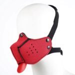 BDSM Puppy Hood Mask with Removable Tongue,Hand-Stitched, Breathable, Adjustable Straps, For BDSM play.