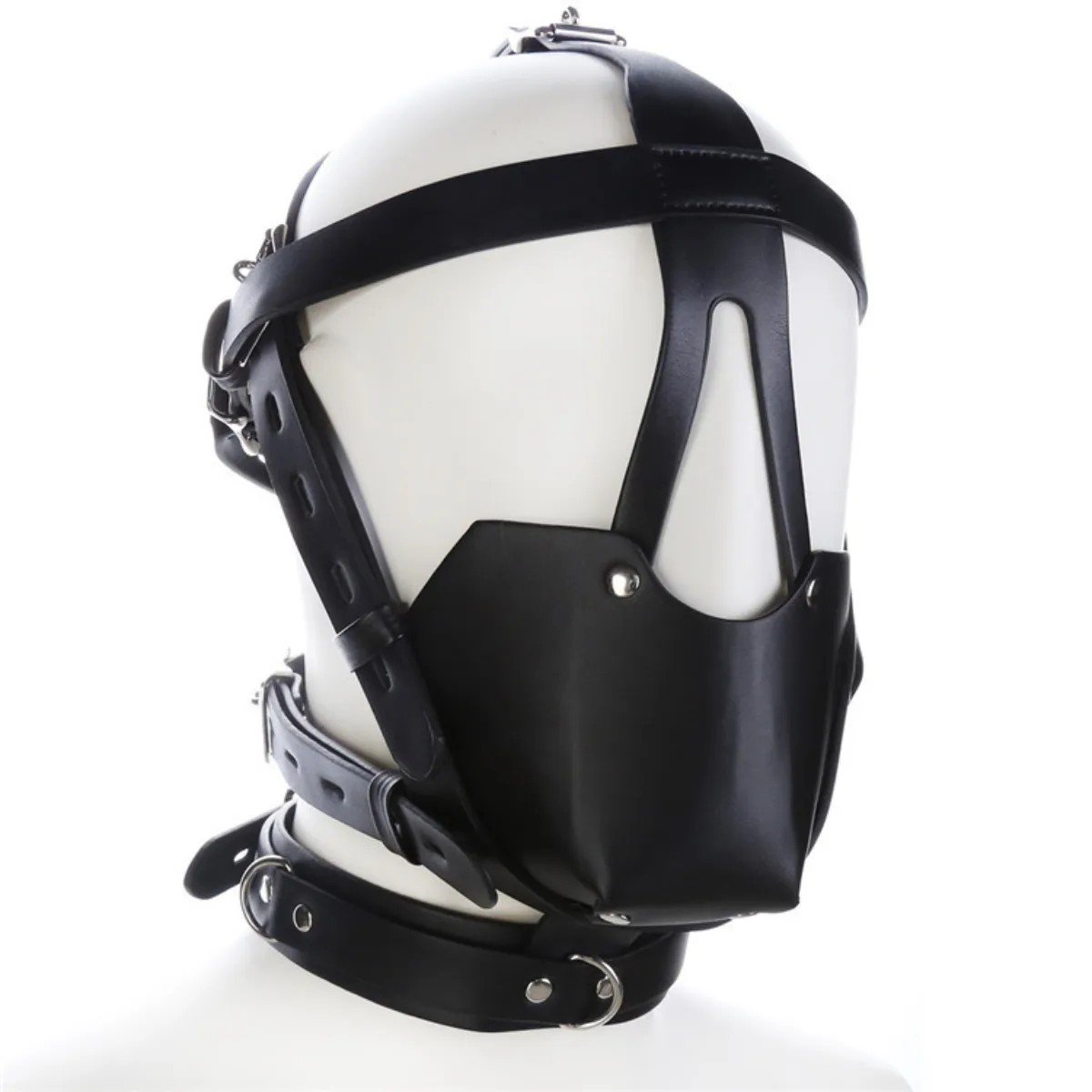 面罩014 BDSM Sexy Sexual Headgear,Horse Mask,PU Leather,Detachable With Mouth Gag And Neck cuffs - Image 1