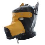BDSM Unique Leather Masks (Dog Head Masks) with Hollow Out Eyes,For Couples' Role-Play,PU Leather,Zippered Mouth Opening