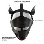 BDSM Black Dog Hood, Fetish Mask, Made Of PU Leather With Cut-Out Openings For Eyes and Mouth, For Couples'Role-Play - Image 2