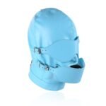 BDSM Blue Leather Head Masks with Detachable Eye Mask，PU Leather,With Mouth Gag,Adjustable Straps,For Use In BDSM Games - Image 3