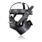 BDSM Adjustable Black Leather Hood,Hollow Out Eyes,Lockable Mouth Gag,Punk Style,For BDSM Games And Role-Playing - Image 2