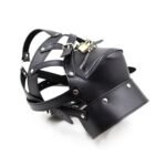 BDSM Adjustable Black Leather Hood,Hollow Out Eyes,Lockable Mouth Gag,Punk Style,For BDSM Games And Role-Playing - Image 3