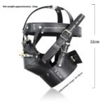 BDSM Adjustable Black Leather Hood,Hollow Out Eyes,Lockable Mouth Gag,Punk Style,For BDSM Games And Role-Playing - Image 4
