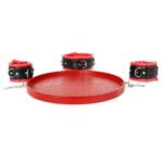 BDSM Slave Role-Play Toy Set, Includes a Wooden Tray With Collar, Handcuffs, And metal connecting Chain. For BDSM Games, Couples' Erotic toys - Image 3