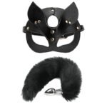 BDSM Women Cat Mask Half Face,With Faux Fur Butt Plug,For Cosplay Games,Couples'Role-Play - Image 2