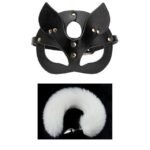 BDSM Women Cat Mask Half Face,With Faux Fur Butt Plug,For Cosplay Games,Couples'Role-Play - Image 3