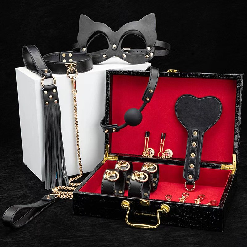 套装002 BDSM Genuine Leather 8 Pcs Adult BDSM Sex Toys for Men Women and Couples. Sex Bondage BDSM kit Restraints. - Image 1
