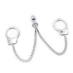 BDSM Stainless Steel Handcuffs, Anal Plug with Metal Chain, Anal Sex Toy Set, BDSM Game Toys, Bondage Sex Toys