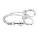 BDSM Stainless Steel Handcuffs, Anal Plug with Metal Chain, Anal Sex Toy Set, BDSM Game Toys, Bondage Sex Toys - Image 3