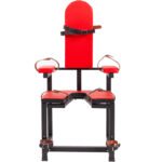 BDSM Bondage Queen Chair,Power Exchange Game,Integrated Restraints For Wrists, Legs, Ankles, And Head,Carbon Steel And Leather