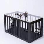 BDSM Furniture Bondage Tea Table Large Cage,With Neck Restraint,Adjustable Food Hatch,Acrylic&Carbon Steel - Image 7