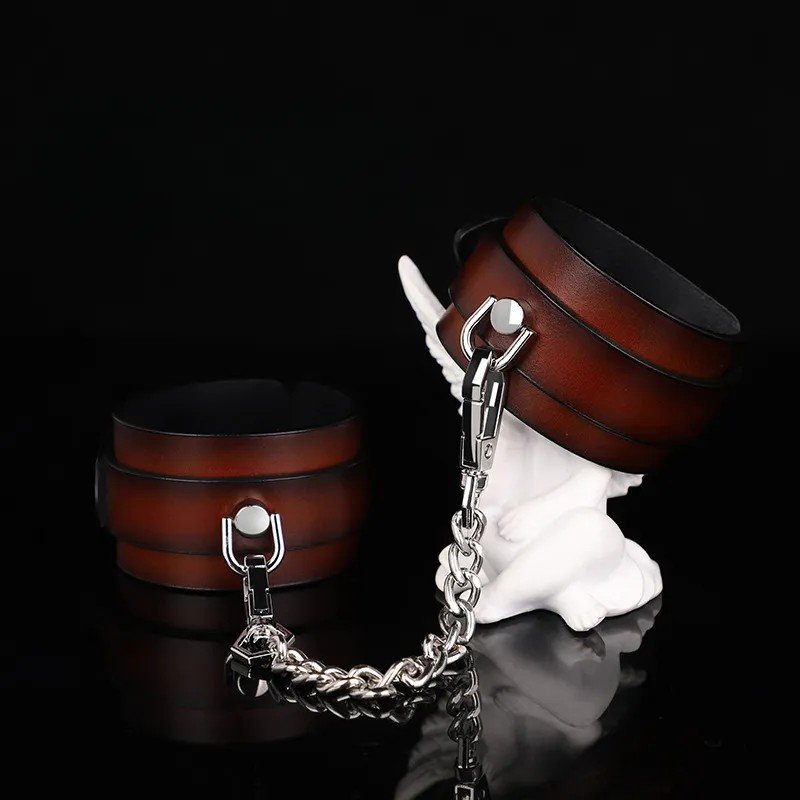 真皮04 BDSM Genuine Leather Handcuffs,Ankle Cuffs,Sex Restraints Toys,Adjustable Adult Fetish Erotic Slave SM Game for Couples - Image 1