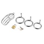 BDSM Chastity Cage - Male Chastity Devices with Chastity Belt, 3 Sizes Rings (1.57", 1.77", 1.97"), 2 Keys & 1 Lock, Large Stainless Steel Penis Bondage Restraints BDSM Sex Toy for Men - Image 5