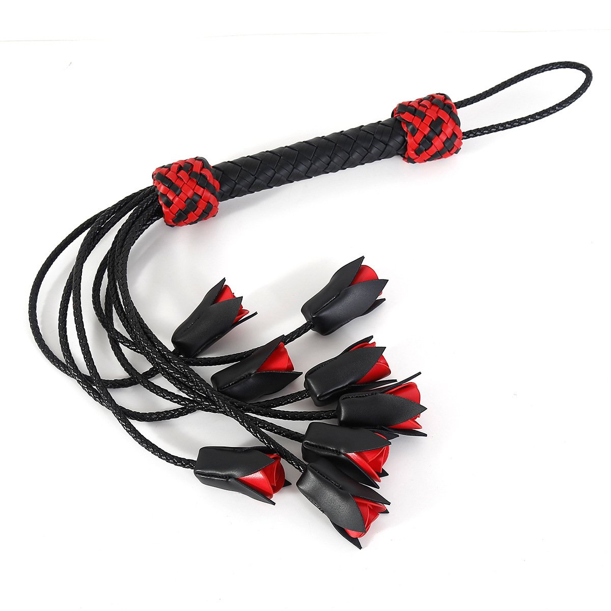 鞭子002 BDSM Rose Leather Sex Whip Black Red Spanking Fetish Accessories for Adult SM Cosplay Games - Image 1