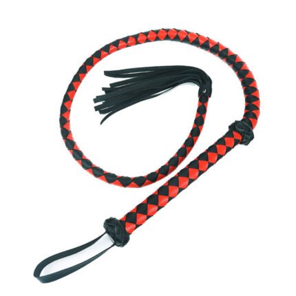 BDSM Fetish Whips 48" Leather Horse Crop, Red and Black Riding Crop Whip, Faux Leather Crop Whips, Leather Horse Crop Whip for Couples