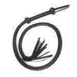 BDSM 52 Inches Extra Long Leather Horse Whip,Sex Black Floggers Whip for Men,Women,Couples' BDSM Games