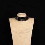 BDSM Genuine Leather Collar with Metal Lead Chain, Sex Choker With Diamonds , Two Color Options, For Premium Collectibles and Adult Play Toys
