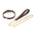 BDSM Genuine Leather Bee-Themed Collar with Metal Lead Chain, Two Color Options, For Adult Role-Play Games and BDSM Games - Image 3