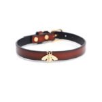 BDSM Genuine Leather Bee-Themed Collar with Metal Lead Chain, Two Color Options, For Adult Role-Play Games and BDSM Games - Image 5