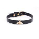 BDSM Genuine Leather Bee-Themed Collar with Metal Lead Chain, Two Color Options, For Adult Role-Play Games and BDSM Games - Image 4