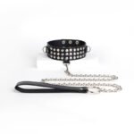 BDSM Punk Style Studded Restraint Choker, Detachable, PU Material For Adult Cosplay