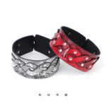 BDSM Snake-Textured Studded Restraint Collar with Metal Lead Chain, PU Leather Choker,For BDSM Role-Play Games, Adult Sex Toys, Couples' Toys - Image 2