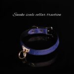 BDSM Purple Snake-Textured Restraint Collar with Metal Lead Chain, PU Material, For Role-Play Games, Adult BDSM Play Games - Image 3