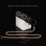 BDSM Square Multi-D-Ring Choker with Metal Lead Chain, PU Material, For Adult Game Toys, Sexual Play Toys, Couples Role-Play - Image 3