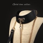 BDSM Bow Restraint Collar with Metal Lead Chain, PU Material Choker,For Couples Role-Play, Adult Sex Toys, BDSM Gatherings