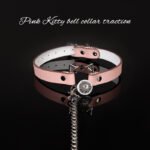 BDSM Pink Kitten Bell Restraint Collar with Metal Lead Chain, PU Leather Choker, For Couples Role-Play, BDSM Gatherings, And Adult Sexual Games - Image 2