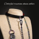 BDSM Red-Black Gradient Chain Collar, PU Leather Material, For BDSM Games, Couples Role-Play, Adult Sex Toys - Image 2