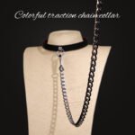 BDSM Red-Black Gradient Chain Collar, PU Leather Material, For BDSM Games, Couples Role-Play, Adult Sex Toys