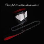 BDSM Red-Black Gradient Chain Collar, PU Leather Material, For BDSM Games, Couples Role-Play, Adult Sex Toys - Image 3