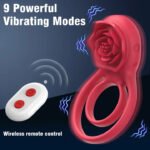 Remote Control Clit Stmulator & Vibrating Penis Ring Rose Toy for Couple - Image 4